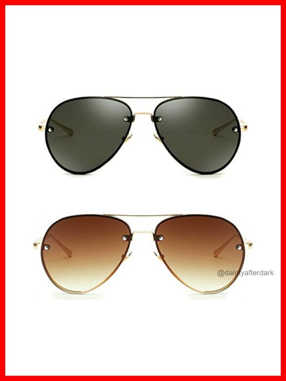 Oversized Aviator Sunglasses Rimless Retro UV400 Stainless Steel